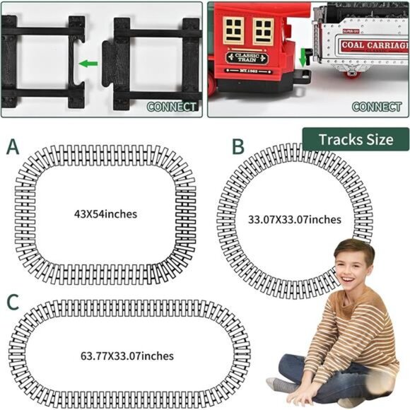 Train Set with Remote Control - Christmas Train Toys - Steam Locomotive - Picture 6 of 7